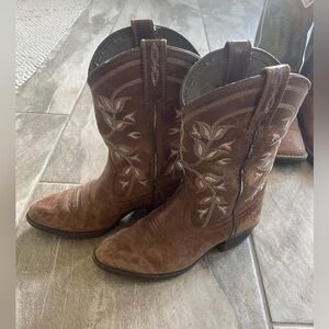 Ariat Brown Kids Boots with Embroidered Design